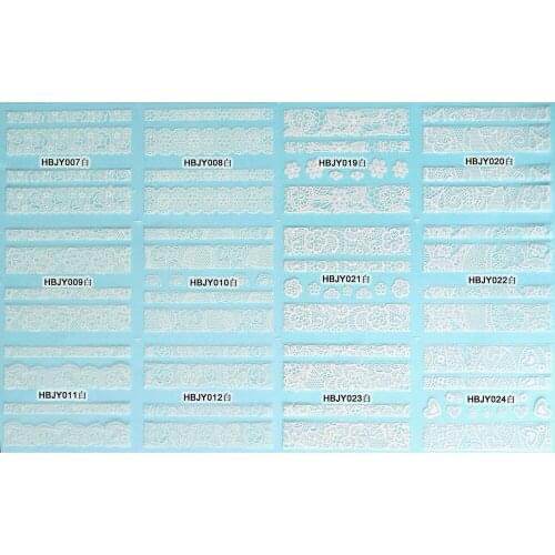 12 SHEETS NAIL ART 3D SELF ADHESIVE GOLD SILVER BLACK WHITE STICKER DECAL SLIDER LACE FLOWER ROSEBUSH STRAMONIUM HBJY07-24