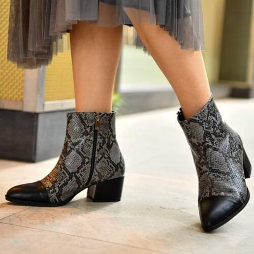 Evelyn Gray Snake Pattern Boots