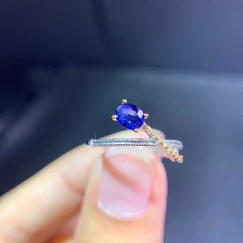 Natural blue sapphire gem Ring Natural gemstone Ring S925 silver fashion elegant fine overlapping womens party gift jewelry