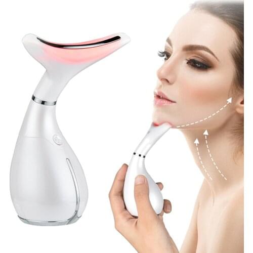 LED Photon Therapy Neck and Face Lifting Massager Sonic Vibration Beauty MachineAnti WrinkleSkin TighteningDouble Chin Slimmer