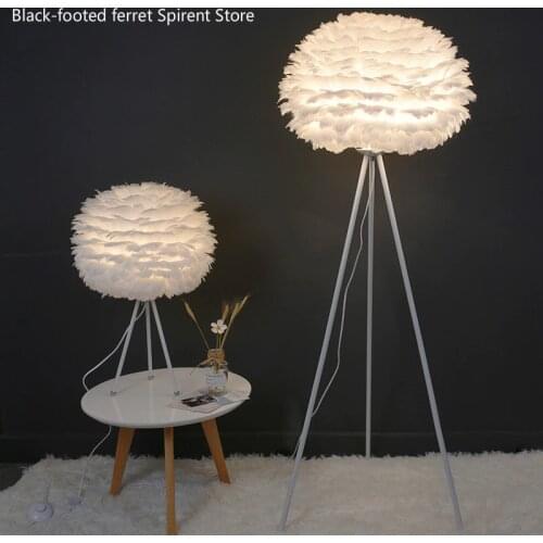LED floor lamp modern tripod white feather floor lamp living room reading lamp bedside floor lamp standing lamp E27 bulb lamp