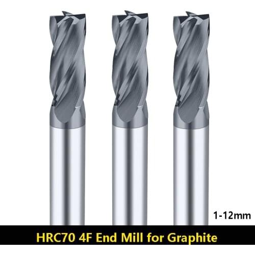 BEYOND Special End Mill for Graphite 4 Flute HRC70 Tungsten Steel Carbide Milling Cutter Tool CNC Alloy Diamond Coated 1-12mm