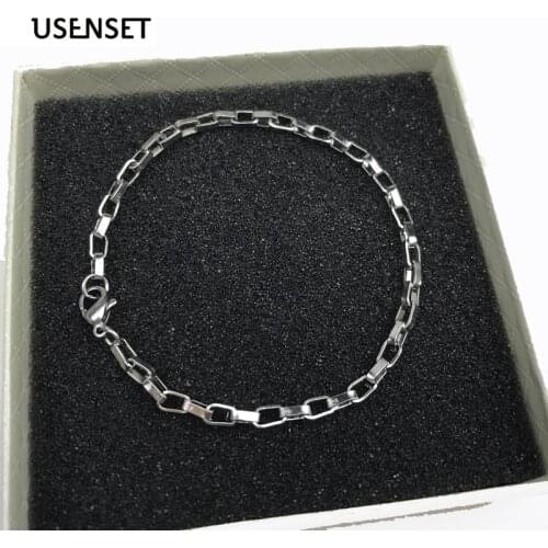 USENSET Grid Bracelet Jewelry Trendy Silver Color Thick Cuban Link Chain Bracelets Nightclub Stainless Steel Bracelet