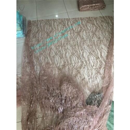 High quality African lace fabric with sequins glued glitter Fast shipping 5yards African french net tulle lace fabric for party