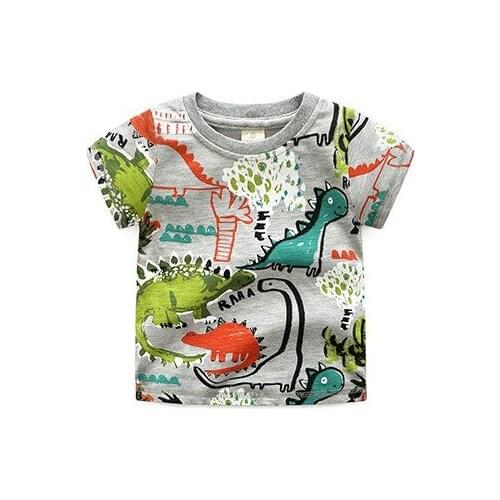 High-quality Brand Summer boys girls short-sleeve t-shirt Jurassic World dinosaur Print 100% Cotton Kid Clothes todder Tees tops