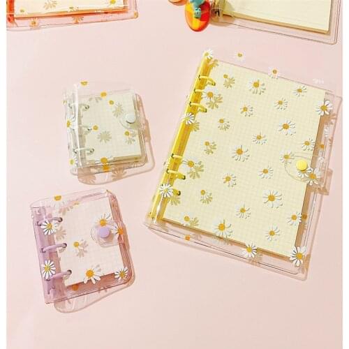A5/A6 Loose Leaf Notebook Cute Daisy 6 Rings Binder File Folder Kawaii Notebook Planner Notepads Stationery School Journals