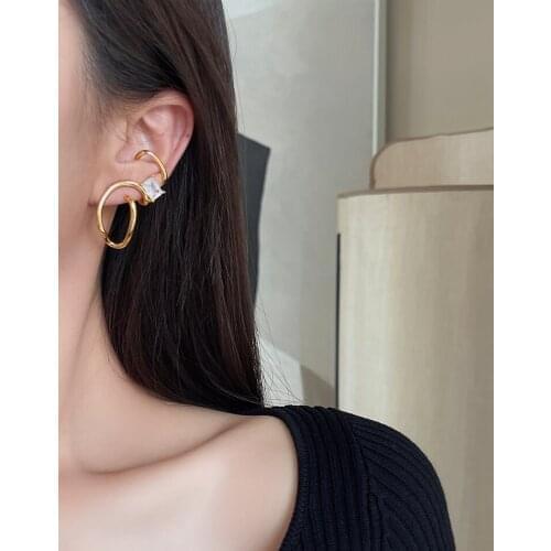 Timeless Wonder Fancy Zirconia Geo Statement Clip Earrings for Women Punk Earcuff Ins Kpop Gift Rare Emo Runway Egirl Rock 2535