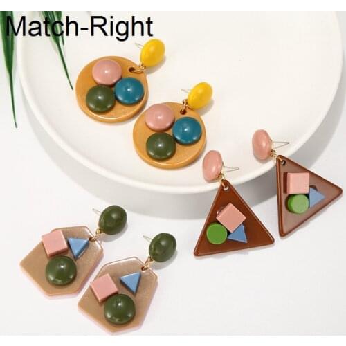 Match-Right Vintage Geometric Acrylic Earrings For Women Brincos Korean Cute Dangle Drop Earrings Pendant Female Jewelry SP874