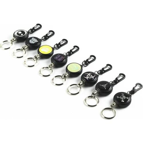 1PC Multiple Styles Retractable Spring Keychain Wire Rope Tactical Key Chain EDC Outdoor Camping Pocket Tool Equipment
