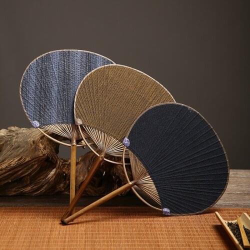 1PCS Japanese Style Hand-Held Cotton And Linen Bamboo Ball Fan Retro Summer Round Household Craft Classical Decoration Fan LB633