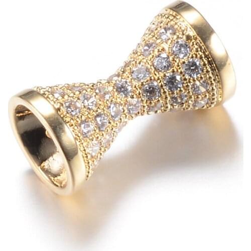 10pcs Brass Micro Pave Cubic Zirconia Beads Sand Glass Shape for Jewelry Making DIY Bracelet Necklace 17x9mm Hole: 1.5mm