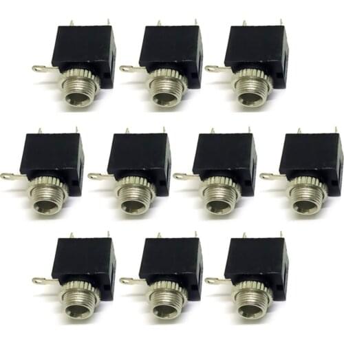 10Pcs PJ-301M 3.5mm 3 Pin DIP Female Audio Connector Headphone Jack Socket Mono Channel