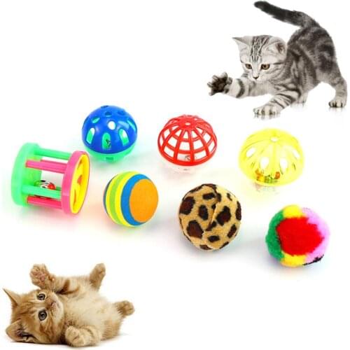 14Pcs Pet Cat Kitten Funny Bell Ball Mouse Shape Play Chew Interactive Toys