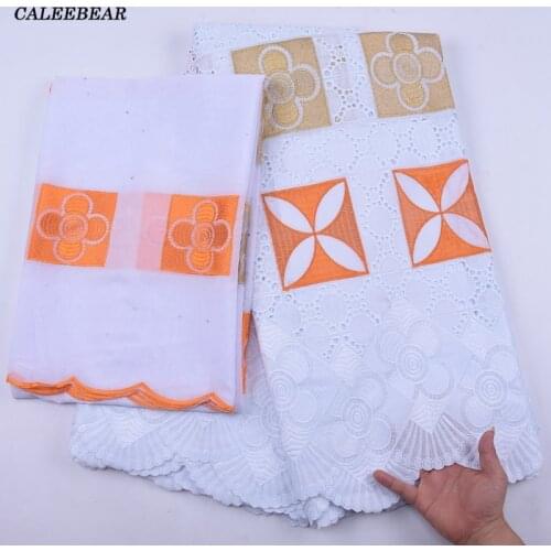 5+2Yards White Swiss Voile Lace In Switzerland 2020 Nigerian Cotton Lace Fabric Embroidered African Lace Fabric For Dress S2018