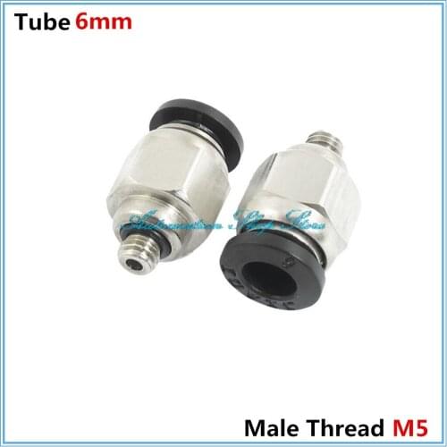 5PCS 6mm Pipe Pneumatic Air Tubing Connector 5mm Male Thread Quick Fittings PC6-M5