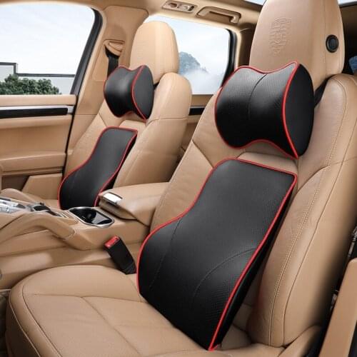 Car Headrest Pillow Pu Leather Universal Memory Foam Comfortable Neck Pillows Fit For Most Vehicle Quality Guarantee E1 X36