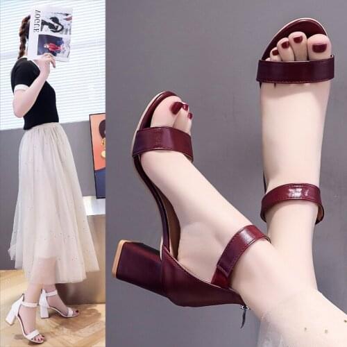 Bead Ankle Strap Women Casual Sandals Summer High Heel Shoes Buckle Ladies Office Work Sandalias Shoes Gladiator Beige 2021