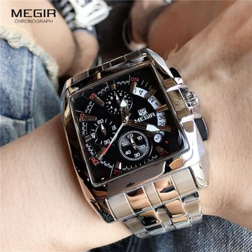 MEGIR Fashion Mens Watches Top Brand Luxury Quartz Watch Men Steel Date Waterproof Sport Watch Relogio Masculino