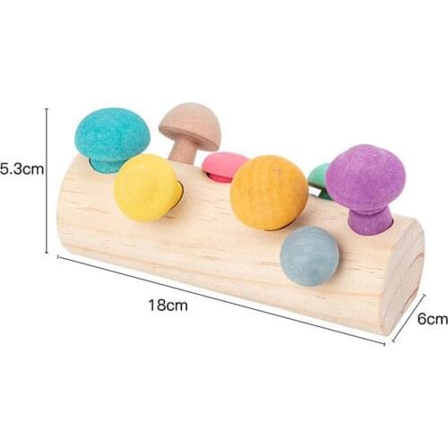 Wooden Toy Picking Mushroom Harvesting Matching Shaped Color Sorting Game