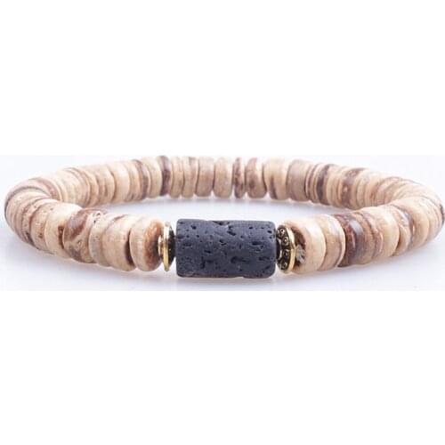 Blace Lava stone & wood bead Stretch bracelet Yoga Bracelet For Mens Dropshipping