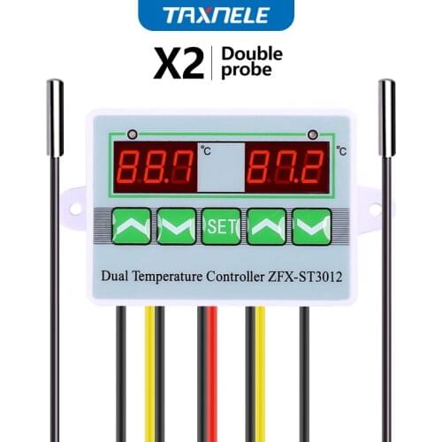 1pcs ZFX-ST3012 AC110-220V DC 12V 24V microcomputer electronic temperature controller switch dual temperature control Dual Probe
