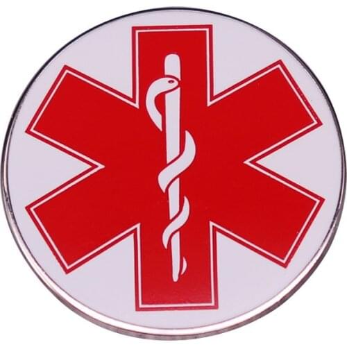 Star of Life Snake on Pole EMS Red EMT EMTs Emergency Enamel Brooch Pins Badge Lapel Pin Alloy Metal Fashion Jewelry Accessories