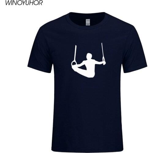 Summer New Fashion T-shirt Men Cool Gymnast Rings Printed T Shirt Hip Hop Short Sleeve Tops 2019 Sporting Tees Homme