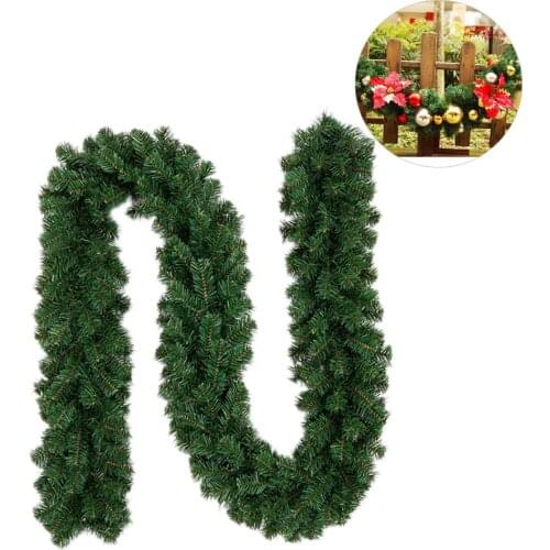 Artificial Green Christmas Garland Wreath PVC Christmas Decorations Ornaments Home Wall Hanging Pine Tree Rattan Wreath