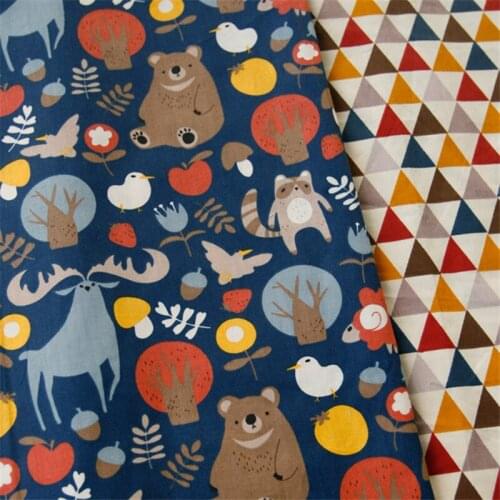 KDF6 Raccoon/Pigeons/Christmas Tree,Twill Cotton Fabric,Cotton Patchwork DIY Sewing Material,Kids Bedding Curtain Decoration