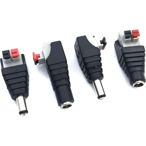 Push Button DC Power Jack Plug Adapter Connector 12V Press DC Connector Male+Female 2.1 X 5.5MM for CCTV Camera LED Strip DCR
