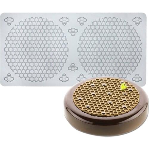 Round Honeycomb Silicone Cake Mold Bee Dessert Fondant Mould Cupcake Pastry Tools Sugar Craft Silicone Pad Cake Decorating Tools