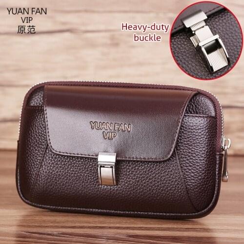 Famous Brand Top Quality Men Genuine Leather Fanny Waist Bag 6.5" Cell/Mobile Phone Coin Purse Pocket Belt Bum Pouch For Male