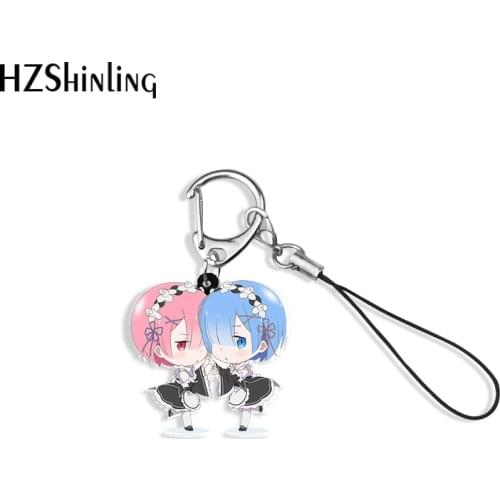2020 New Anime Re Zero Starting life in Another World Keychain Kara Isekai Acrylic Keyring Epoxy Jewelry Bag Holder Accessory