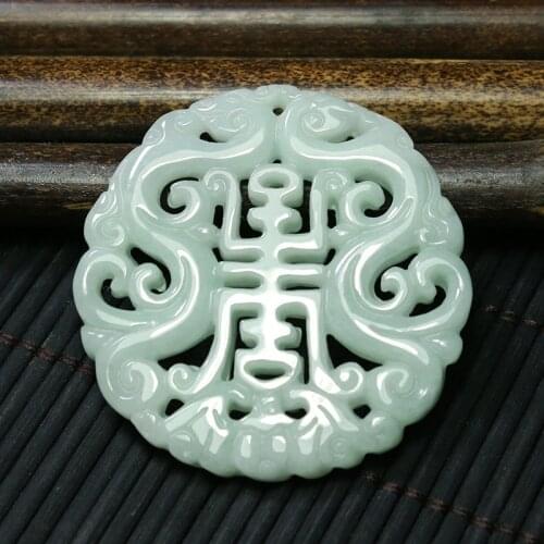 Natural Myanmar A hollow hand-carved dragon jade pendant jade necklace men necklaces women pendants jadeite jade jewelry