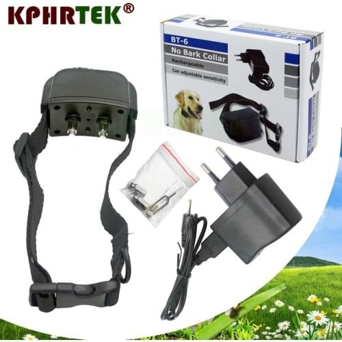 No Bark Anti Bark Collar BT6 Rechargeable Bark Terminator Advanced Bark Control Shock Vibra Dog Training Collar 15-28nf
