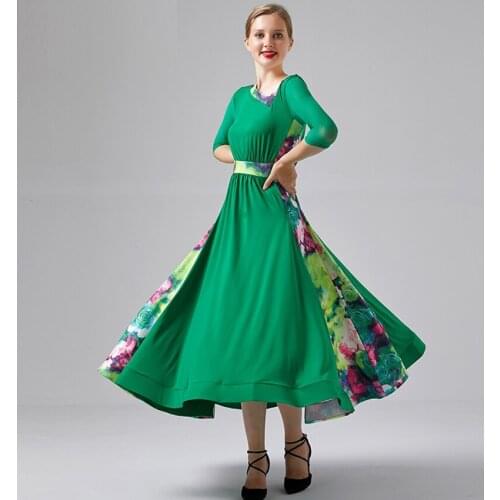Standard ballroom dress for ballroom dancing waltz dance dress women modern dance costume women party dress print long dress