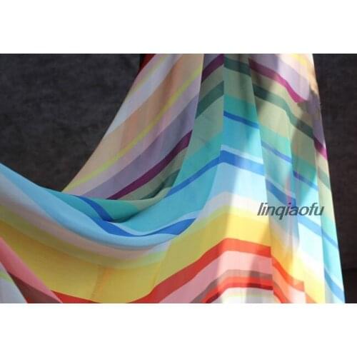 Romantic rainbow striped chiffon fabric translucent tulle fashion wedding decoration clothing fabric