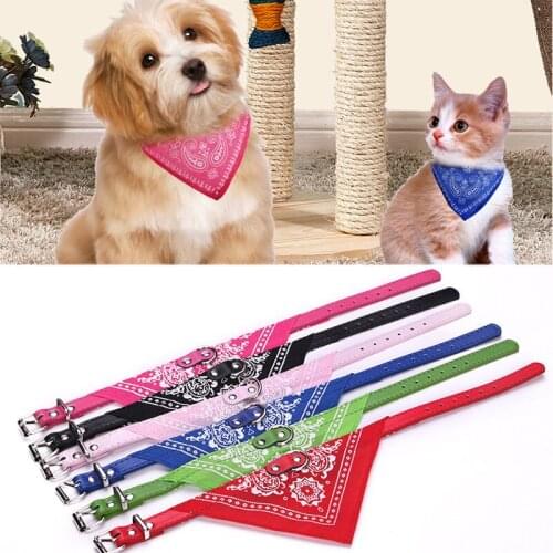 Dog PU Collar Printing Triangle Scarf Collar Hot Style Pet Products Cat Collar Dog Collar Saliva Towel