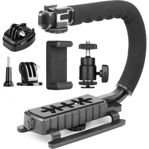 Camera Stabilizer Handle Grip 4-in-1 Camcorder Action Camera Smartphone DSLR Camera Handle Stabilizer Low Position Shooting Syst