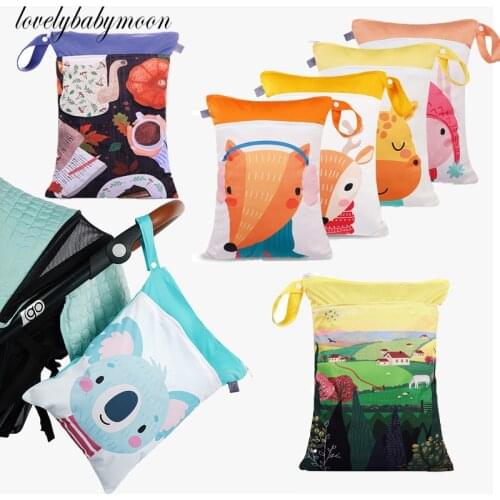 Baby diaper bag diaper change baby stroller hanging storage bag pattern wet cloth cartoon double zipper new animal series cute