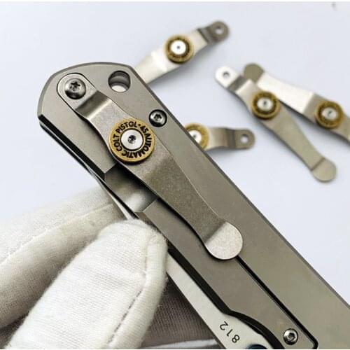1piece Titanium Alloy Folding Pocket Knife Back Clip For Sanrenmu 812 901 902 Knives Waist Clamp Tool Make DIY Accessories Screw