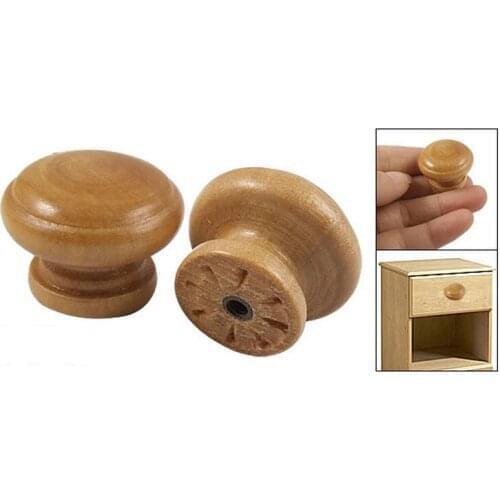 10 Pcs 1.1" Diameter Wooden Pull Knob for Cabinet Drawer