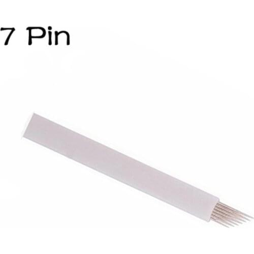 100 pcs microblading 7 pins eyebrow tattoo needle for manual microblading pen permanent makeup blade with Lot No. Expiry Date