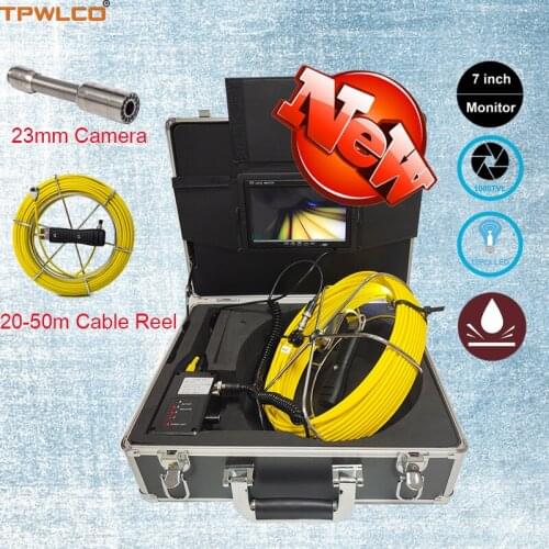 20-50m Cable 23mm Pipe Inspection Endoscope Camera IP68 Waterproof 7" TFT LCD Color Monitor Pipeline Inspection System