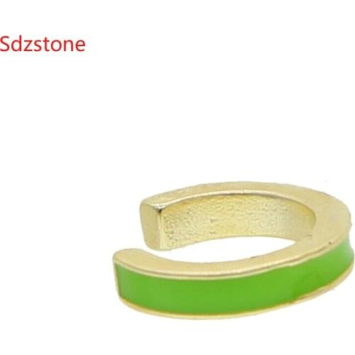 2020 Trend A Piece Mini Ear Cuff Hot Fashion Neon Green Enamel With Gold Plated Earring 12mm Clip Womens Bright Earring Jewelry