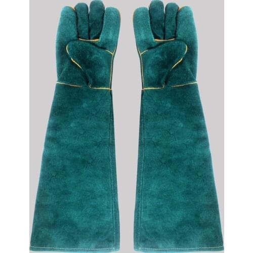 23.6In Animal Handling Gloves Bite Proof Reinforced Leather Padding For Dog Cat Scratch Bird Handling Gloves Reptile Snake Bite