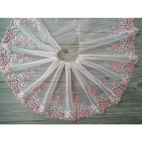 2Yds Yellow Violet Lace Trim 18cm Flowers Applique Polyester Embroidered Fabric for Clothes Home Textiles Apparel Dolls Sewing