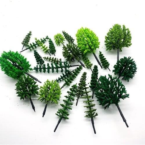 30Pcs/Lot Model Green Trees Mixed Wire and Plastic Model Landscape Train Layout Garden Scenery Miniature