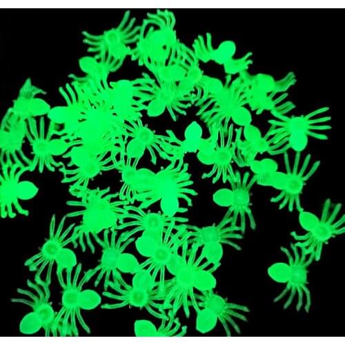 50pcs Horror Plastic Black Spider Luminous Spider Haunted House Bar Party Decoration Simulation Joking Toy Halloween Supplies