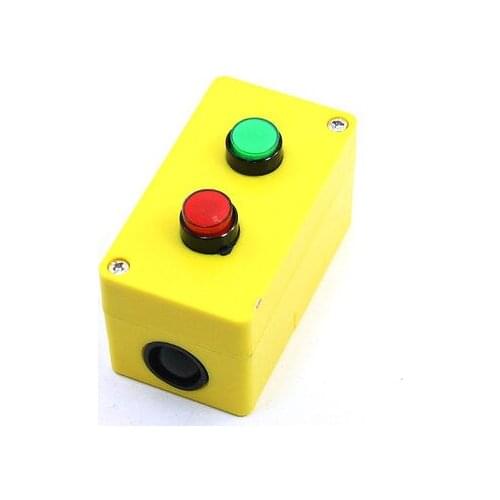 NO+NC Locking SPDT Red Green Flat Round Push Button Station 5A 250VAC